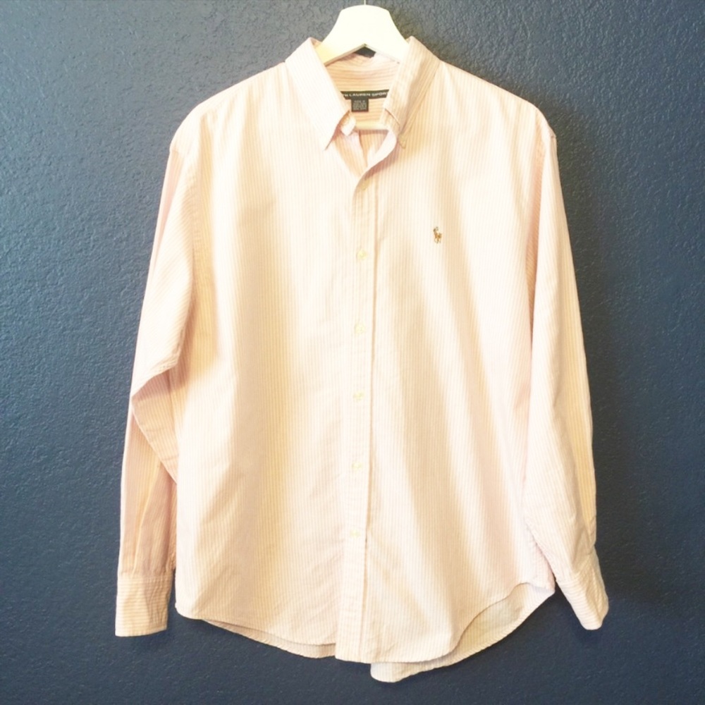 RALPH LAUREN VINTAGE PINK STRIPES BUTTON DOWN